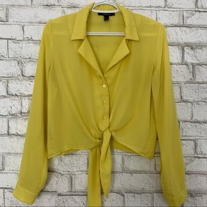 Forever 21 Button Up Top With Tie Front